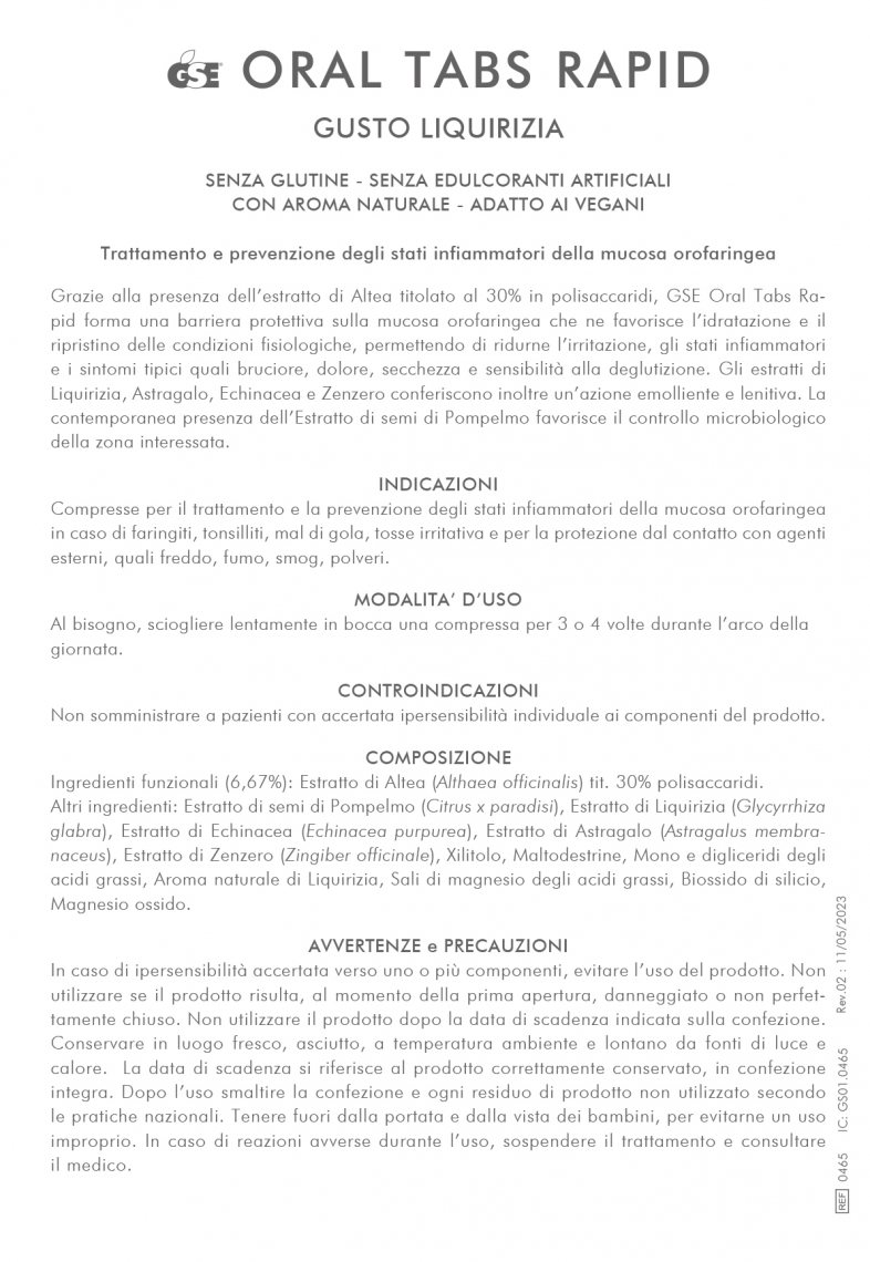 FI.0465.GS0.GSE ORAL TABS RAPID LIQUIRIZIA.bugiardino.Rev.02.2023.05.11 1